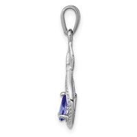 Sterling Silver Rhodium-plated Tanzanite & Diamond Pendant view 2
