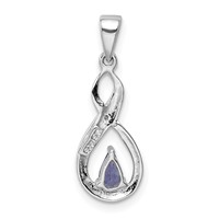 Sterling Silver Rhodium-plated Tanzanite & Diamond Pendant view 4