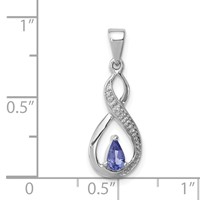 Sterling Silver Rhodium-plated Tanzanite & Diamond Pendant view 3