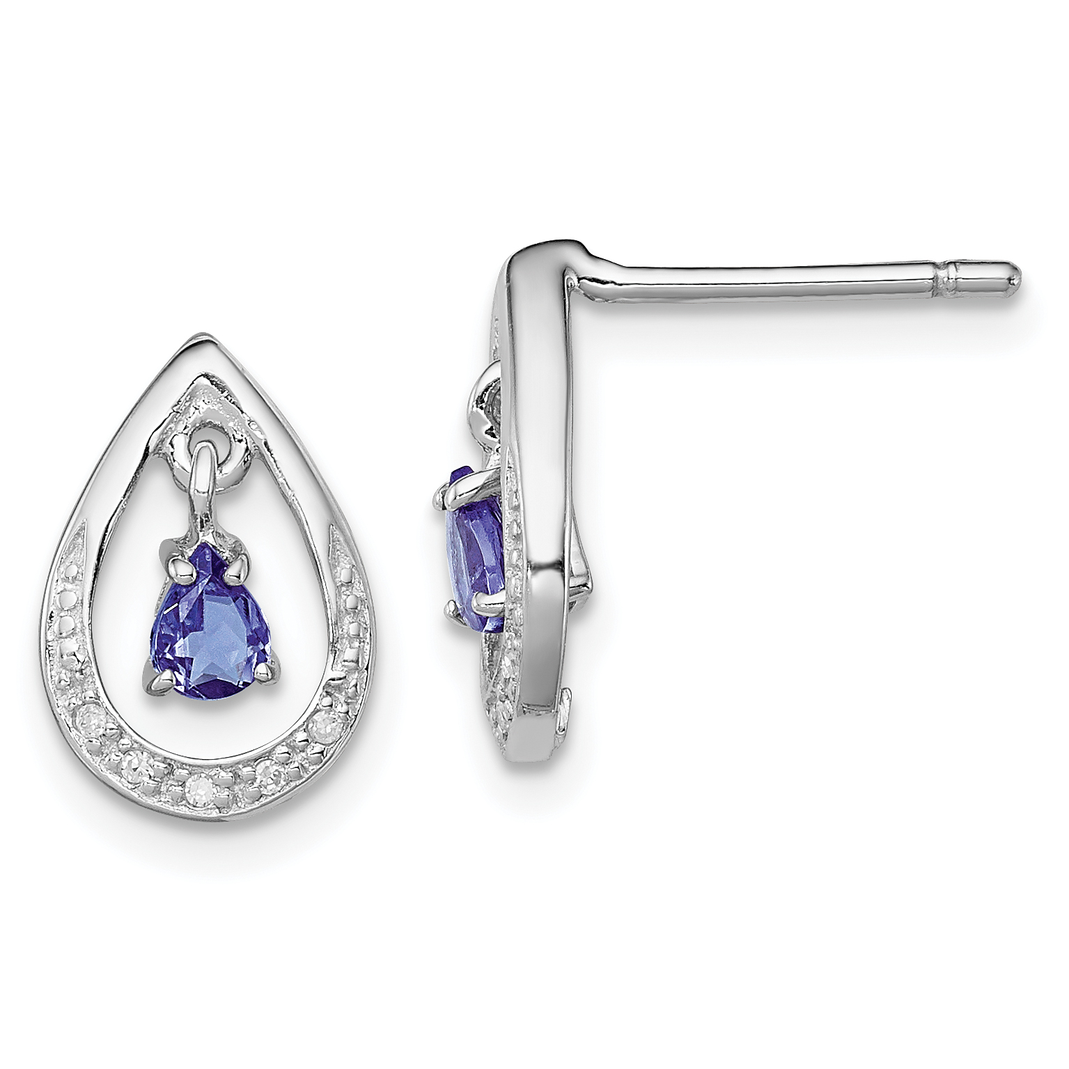 Sterling Silver W// Rhodium-plated Diamond /& Created Emerald Earring Jacket 0.5IN Diameter