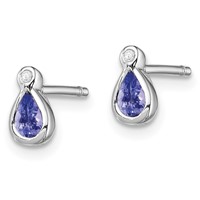 Sterling Silver Rhodium-plated Tanzanite & Diamond Earrings view 2