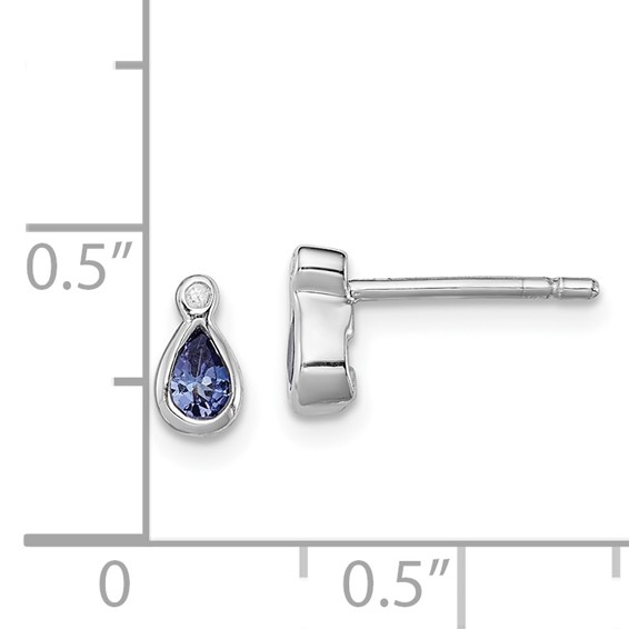 Sterling Silver Rhodium-plated Tanzanite & Diamond Earrings