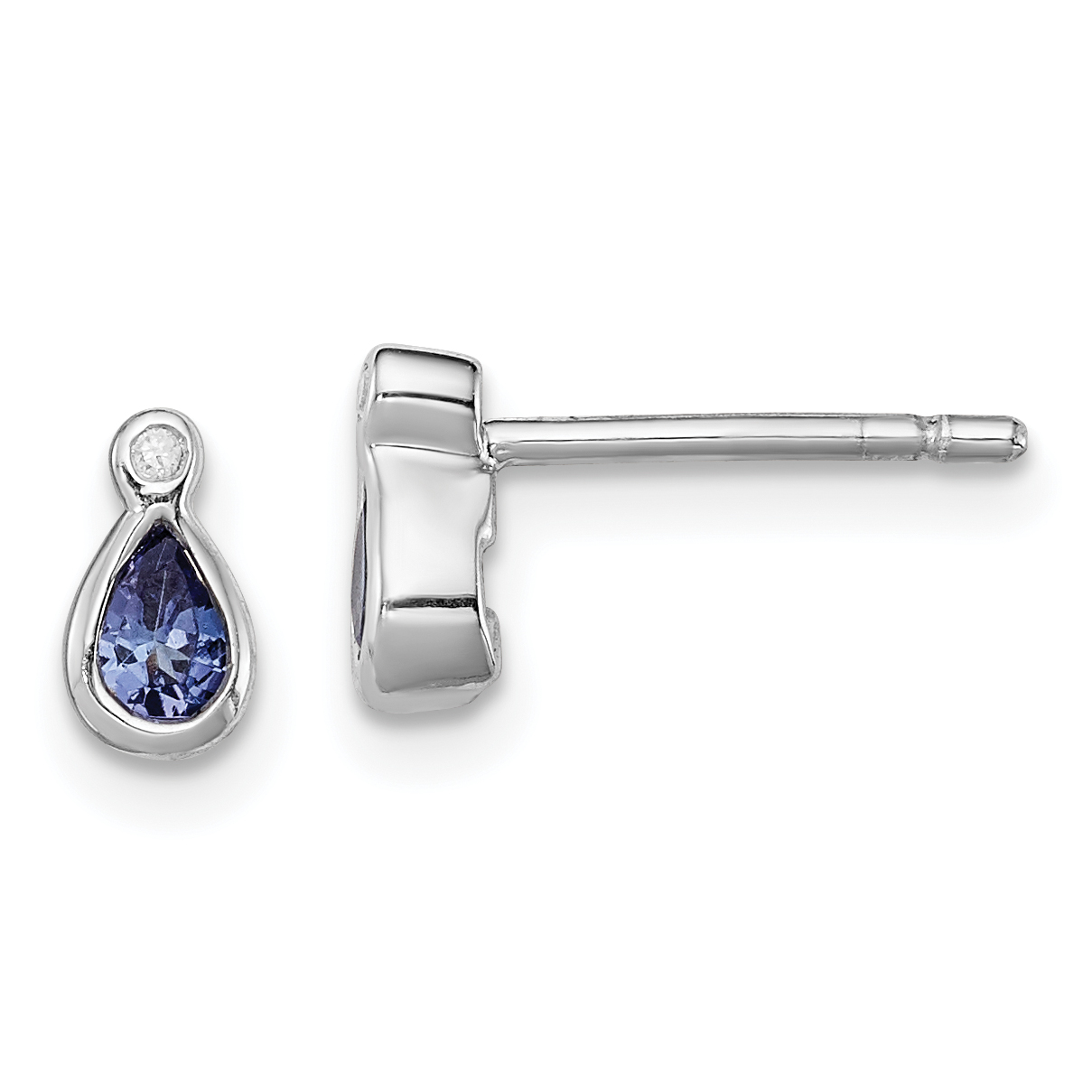 Sterling Silver Rhodium-plated Tanzanite & Diamond Earrings (QDX974)