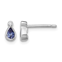 Sterling Silver Rhodium-plated Tanzanite & Diamond Earrings view 1