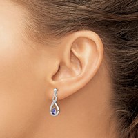 Sterling Silver Rhodium-plated Tanzanite & Diamond Earrings view 3