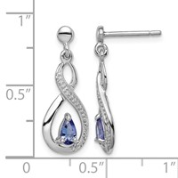 Sterling Silver Rhodium-plated Tanzanite & Diamond Earrings view 4