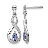 Sterling Silver Rhodium-plated Tanzanite & Diamond Earrings view 1