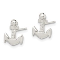 Sterling Silver Anchor Mini Post Earrings view 2