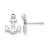 Sterling Silver Anchor Mini Post Earrings view 1