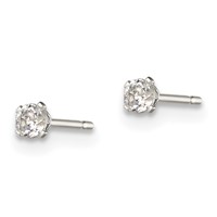 Sterling Silver Polished 2.5mm Round Snap Set CZ Stud Earrings view 2