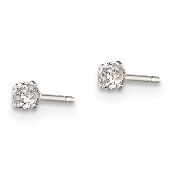 Round CZ Stud Radiant-Cut Earrings