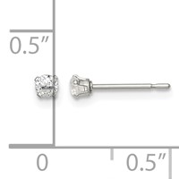 Sterling Silver Polished 2.5mm Round Snap Set CZ Stud Earrings view 4