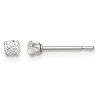 Sterling Silver Polished 2.5mm Round Snap Set CZ Stud Earrings view 1