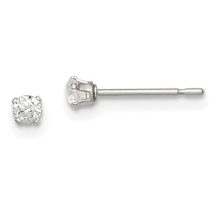 Round CZ Stud Radiant-Cut Earrings