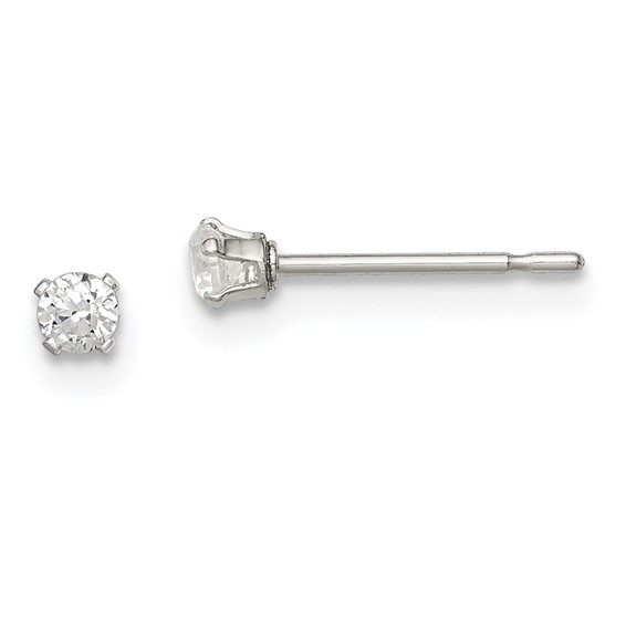 Round CZ Stud Radiant-Cut Earrings