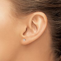 Sterling Silver Polished 3mm Round Snap Set CZ Stud Earrings view 3