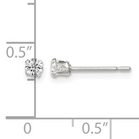 Sterling Silver Polished 3mm Round Snap Set CZ Stud Earrings view 4