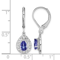 Sterling Silver Rhodium-plated Tanzanite Lever Back Earrings view 4