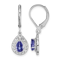 Sterling Silver Rhodium-plated Tanzanite Lever Back Earrings view 1