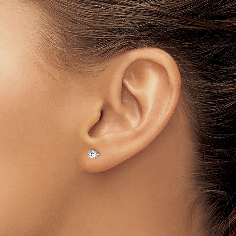 Sterling Silver 4mm Round Snap Set CZ Stud Earrings (QE1003)