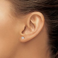 Sterling Silver 4mm Round Snap Set CZ Stud Earrings view 3