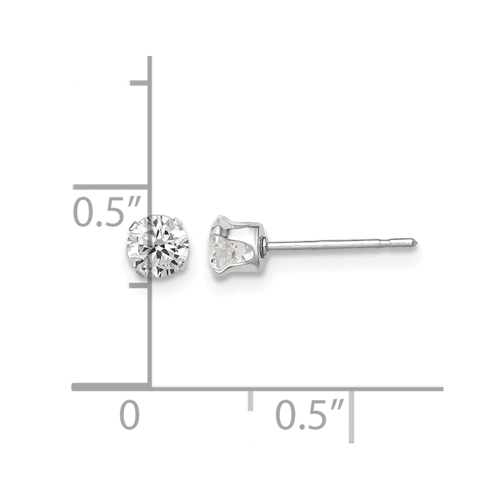 Sterling Silver 4mm Round Snap Set CZ Stud Earrings (QE1003)