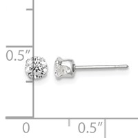 Sterling Silver 4mm Round Snap Set CZ Stud Earrings view 4