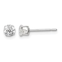Sterling Silver 4mm Round Snap Set CZ Stud Earrings view 1
