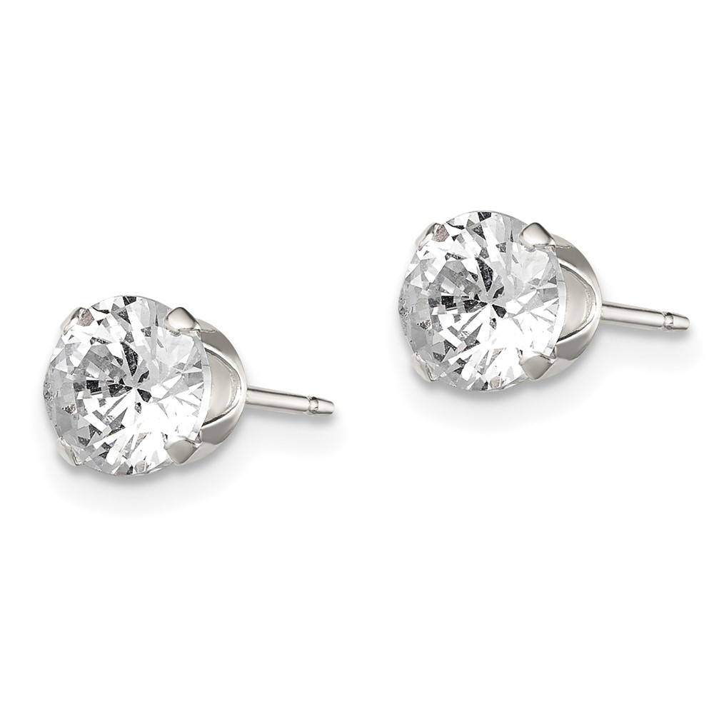 Sterling Silver 5mm Round Snap Set CZ Stud Earrings (QE1004)