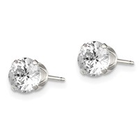 Sterling Silver 5mm Round Snap Set CZ Stud Earrings view 2