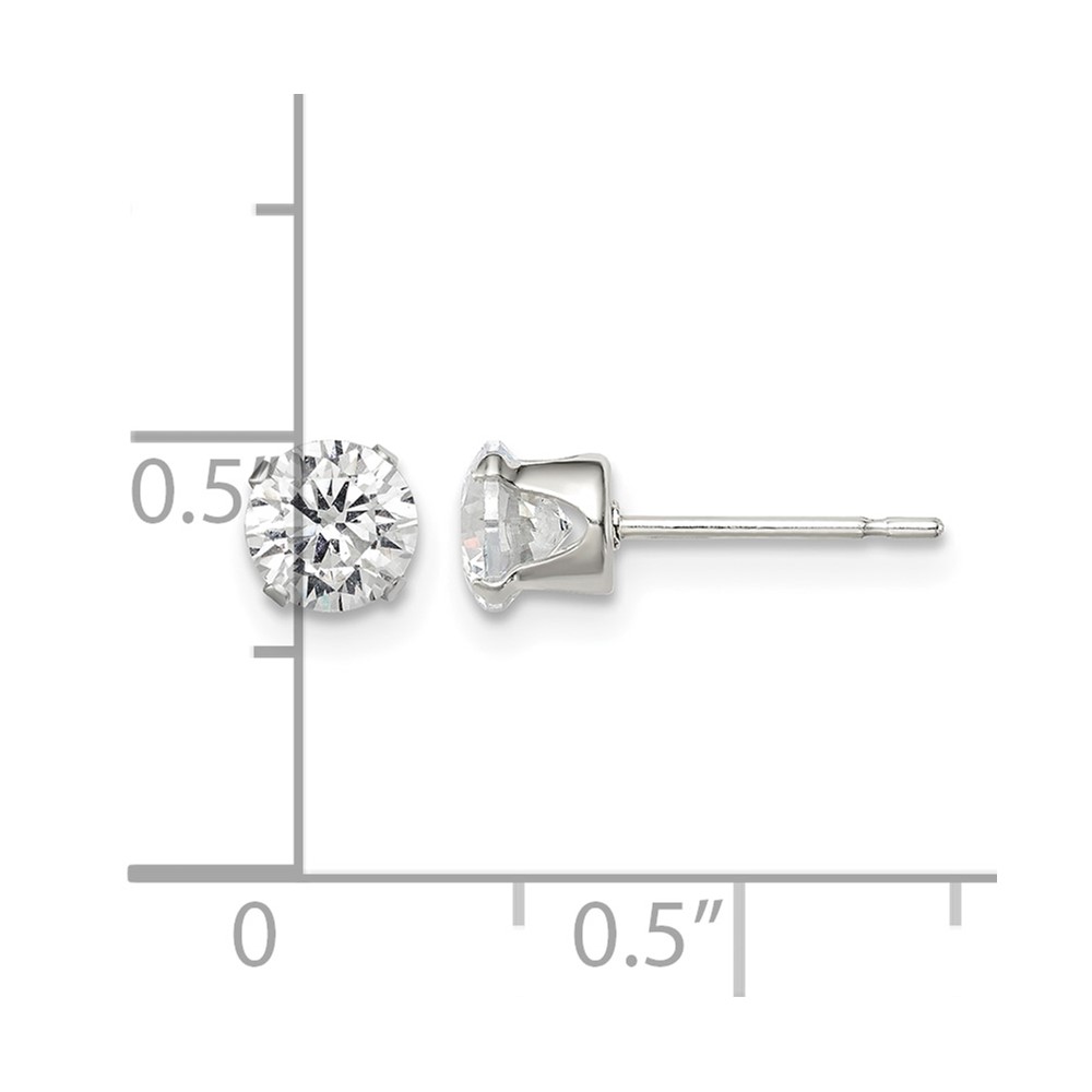 Sterling Silver 5mm Round Snap Set CZ Stud Earrings (QE1004)