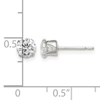 Sterling Silver 5mm Round Snap Set CZ Stud Earrings view 4
