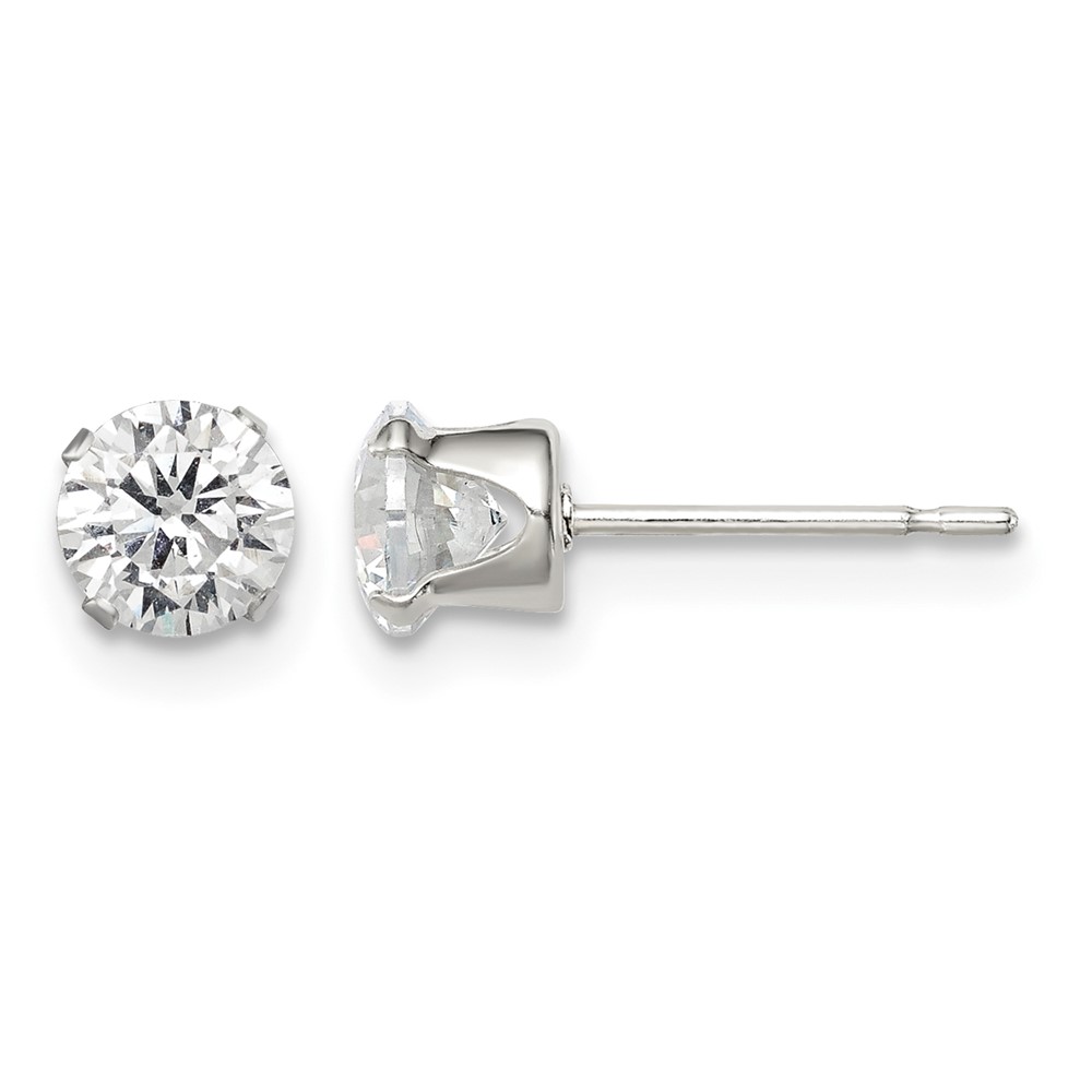 Sterling Silver 5mm Round Snap Set CZ Stud Earrings (QE1004)