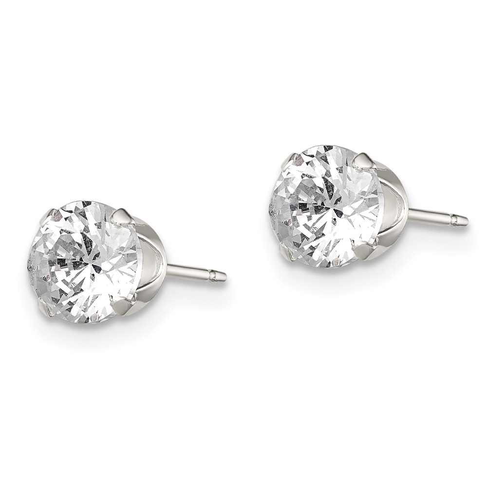 Sterling Silver 6mm Round Snap Set CZ Stud Earrings (QE1005)
