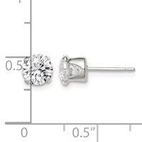 Sterling Silver 6mm Round Snap Set CZ Stud Earrings view 4