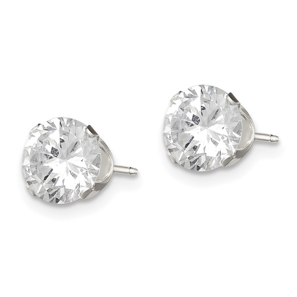 Sterling Silver 7mm Round Snap Set CZ Stud Earrings (QE1006)