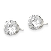 Sterling Silver 7mm Round Snap Set CZ Stud Earrings view 2