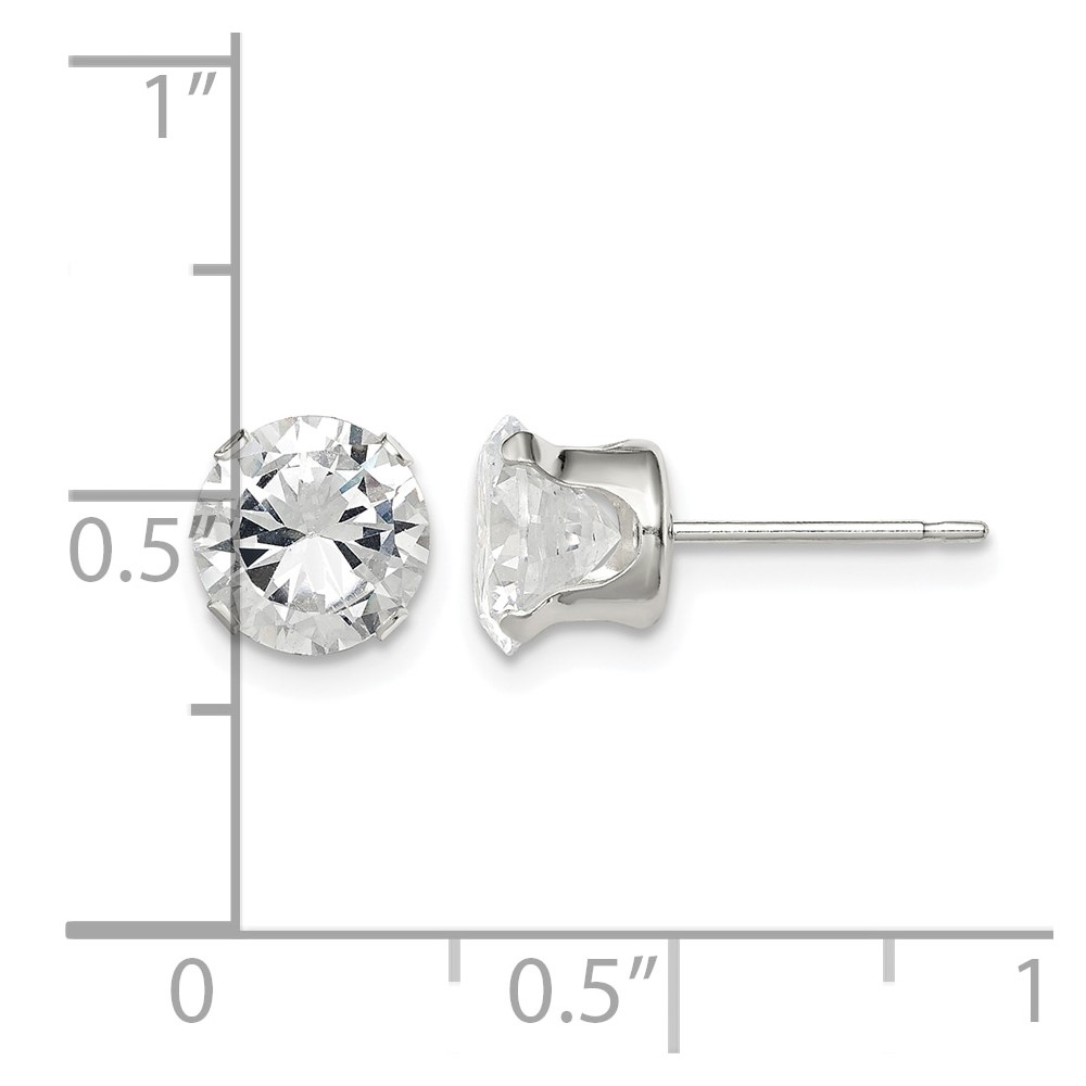 Sterling Silver 7mm Round Snap Set CZ Stud Earrings (QE1006)