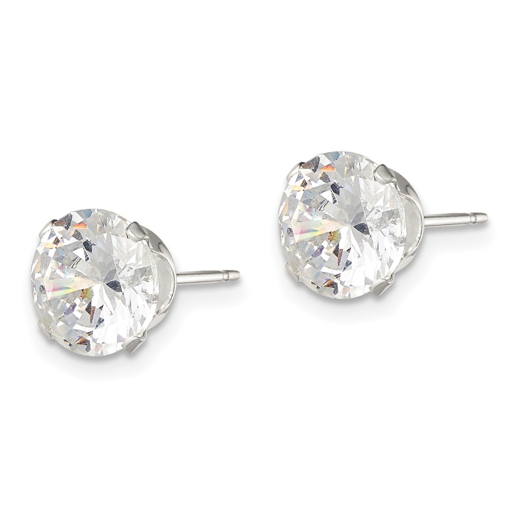 Sterling Silver 8mm Round Snap Set CZ Stud Earrings (QE1007)