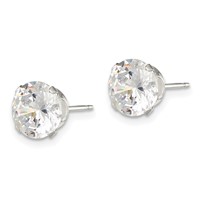 Sterling Silver 8mm Round Snap Set CZ Stud Earrings view 2