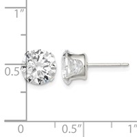 Sterling Silver 8mm Round Snap Set CZ Stud Earrings view 4