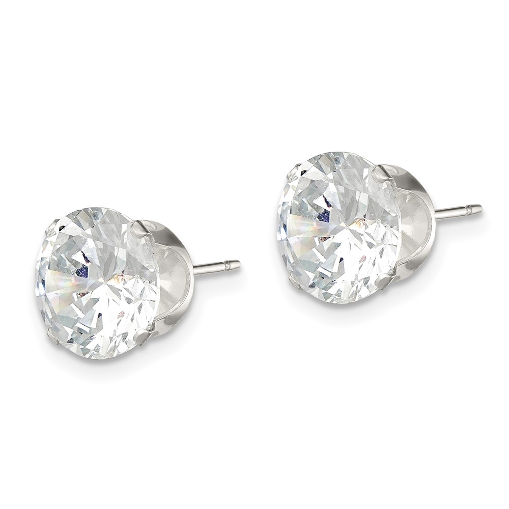 Sterling Silver 9mm Round Snap Set CZ Stud Earrings (QE1008)