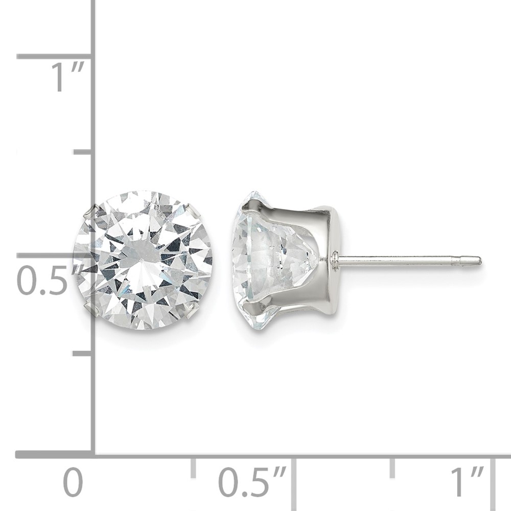 Sterling Silver 9mm Round Snap Set CZ Stud Earrings (QE1008)