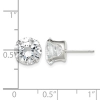 Sterling Silver 9mm Round Snap Set CZ Stud Earrings view 4