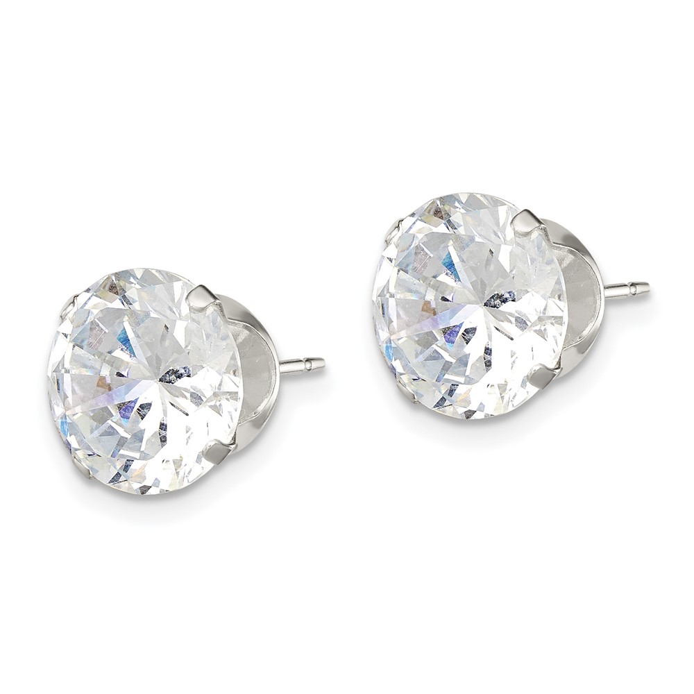 Sterling Silver 10mm Round Snap Set CZ Stud Earrings (QE1009)