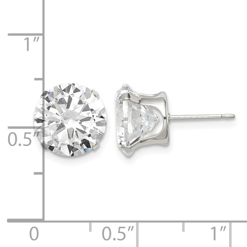 Sterling Silver 10mm Round Snap Set CZ Stud Earrings (QE1009)