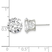 Sterling Silver 10mm Round Snap Set CZ Stud Earrings view 4