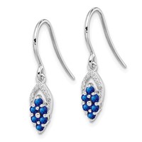 Sterling Silver Rhodium Diamond & Sapphire Shepherd Hook Earrings view 2