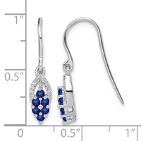 Sterling Silver Rhodium Diamond & Sapphire Shepherd Hook Earrings view 4
