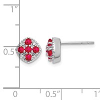 Sterling Silver Rhodium-plated Ruby Flower Post Earrings view 4